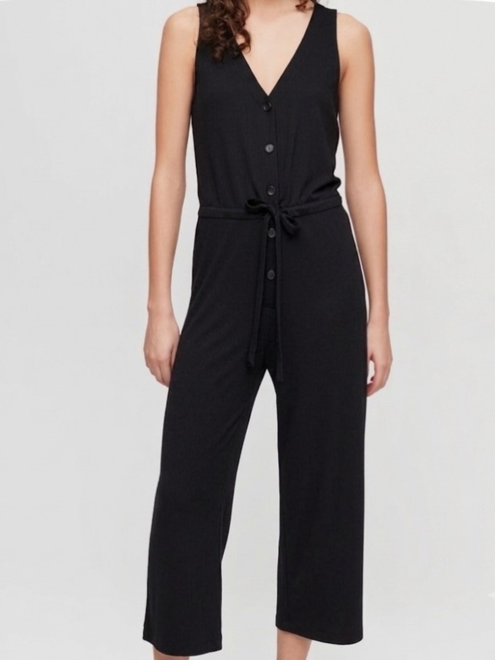 NWT Wilfred Marcy Front Button Jumpsuit Black RARE